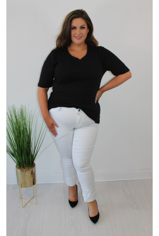 White Denim Cuffed Jeans