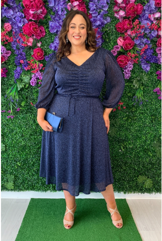Navy Lurex Dress - Online Exclusive