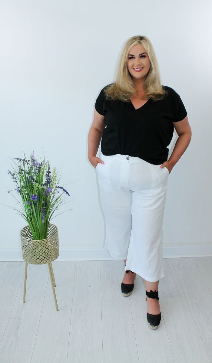 White Linen Culottes Plus Size Clothing 