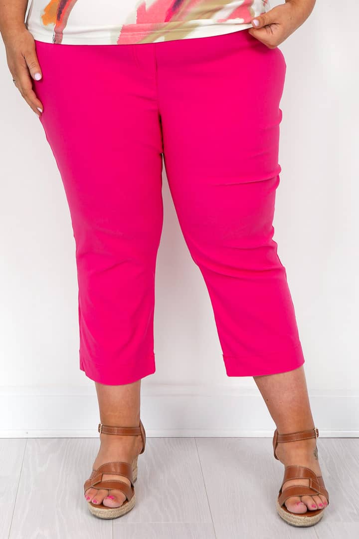 Cerise Pink Elasticated Crop Trousers